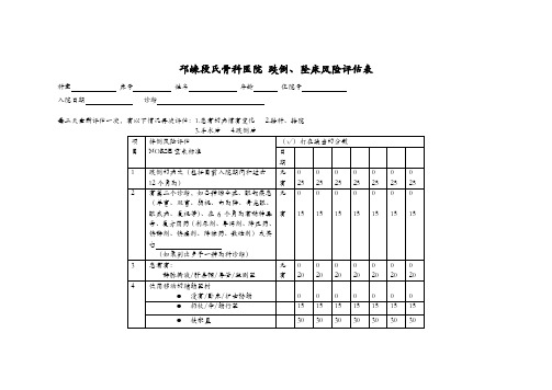 跌倒、坠床风险评估表及跌倒风险评估量表