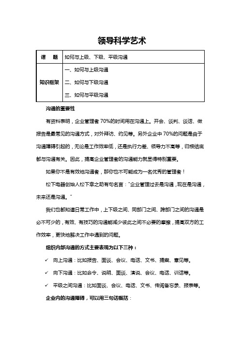 领导科学艺术：如何与上级、下级、平级沟通