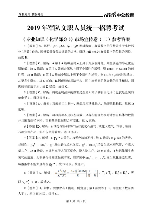 2019年军队文职人员统一招聘考试