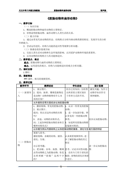 腔肠动物和扁形动物(教案)