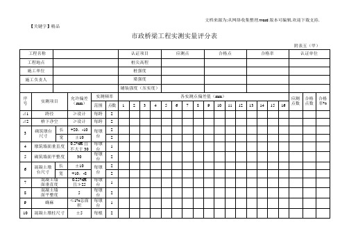 【精品】市政桥梁工程实测实量评分表