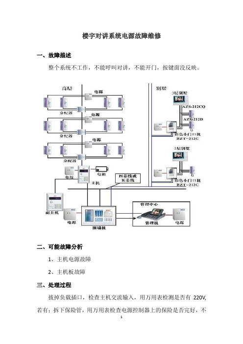 楼宇对讲系统电源故障维修