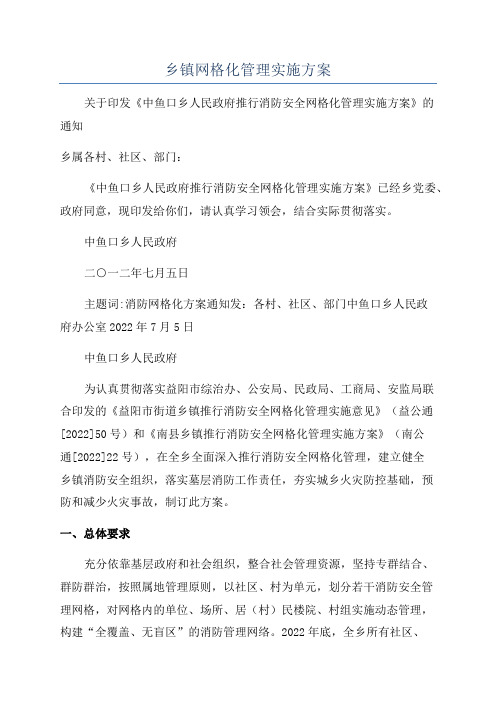 乡镇网格化管理实施方案