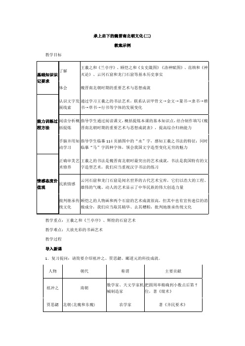 魏晋南北朝文化教案