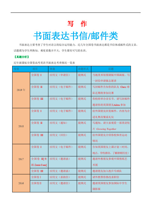 2021高考英语书面表达满分模板 专题02 书面表达书信类(原卷版)