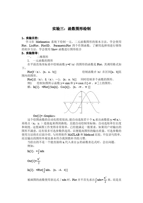 实验三：函数图形绘制