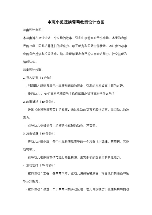 中班小狐狸摘葡萄教案设计意图