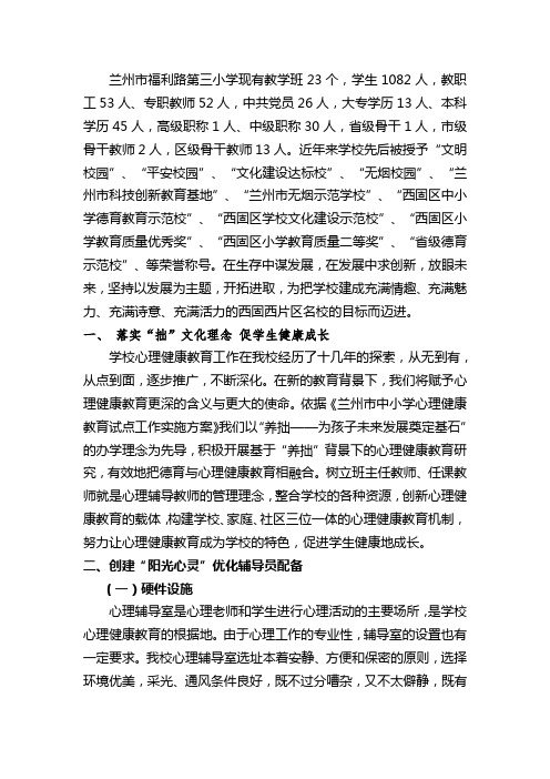 标准化心理咨询室建设汇报材料