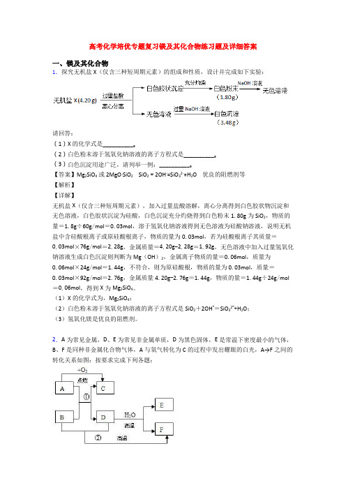 高考化学培优专题复习镁及其化合物练习题及详细答案