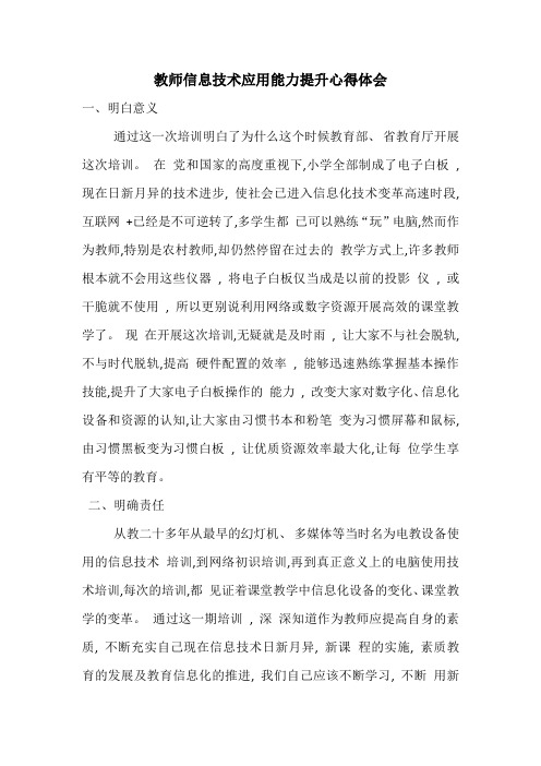 教师信息技术应用能力提升心得体会