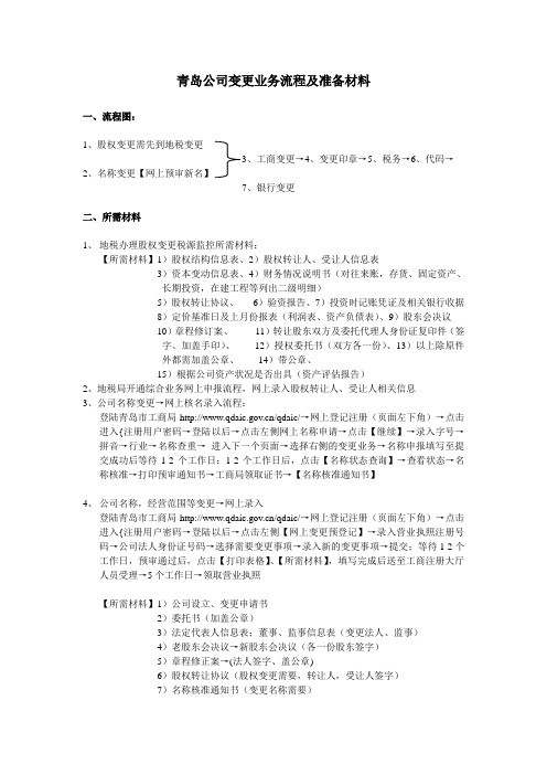 青岛公司变更,股权转让业务流程及准备材料