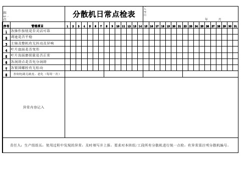 分散机日常点检表