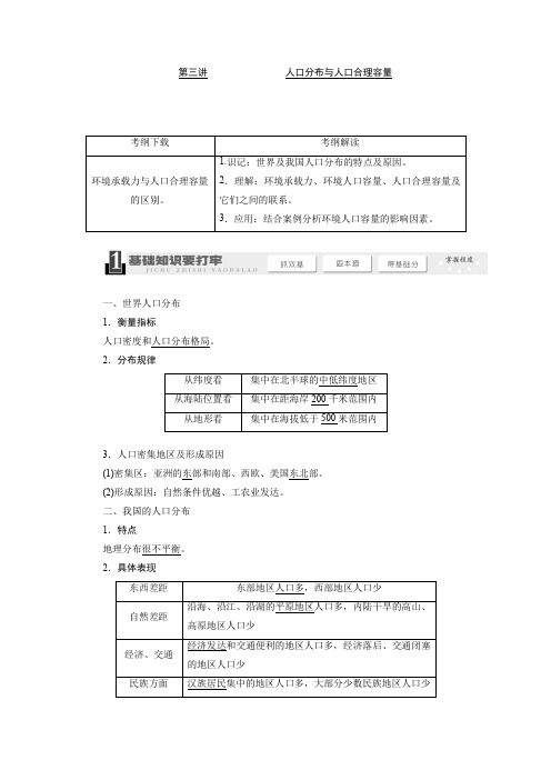 2014高考地理一轮复习复习讲义-第五单元 第三讲 人口分布.