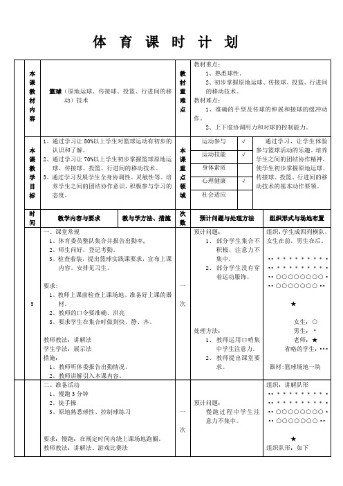 篮球教案-人教版高中体育与健康全一册