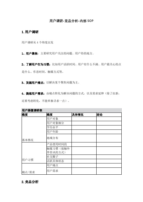 用户调研-竞品分析-内部SOP