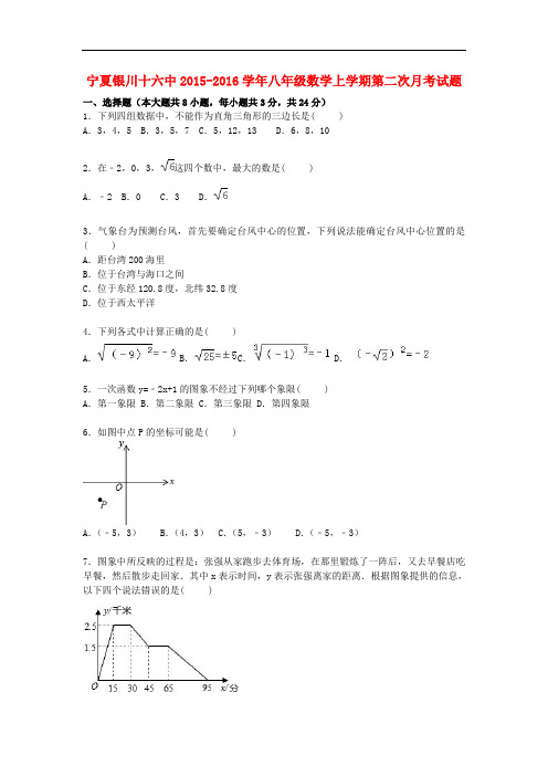 宁夏银川十六中八年级数学上学期第二次月考试题(含解析) 新人教版