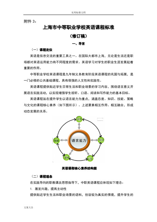 上海市中等职业学校英语课程标准