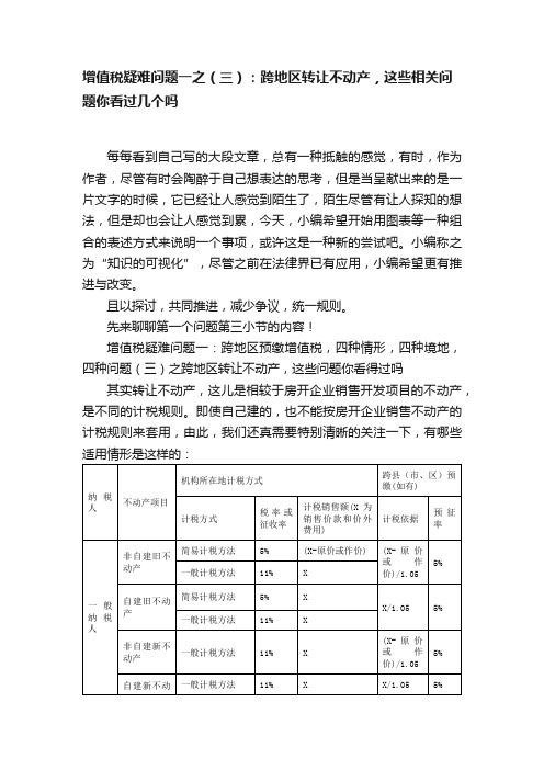 增值税疑难问题一之（三）：跨地区转让不动产，这些相关问题你看过几个吗