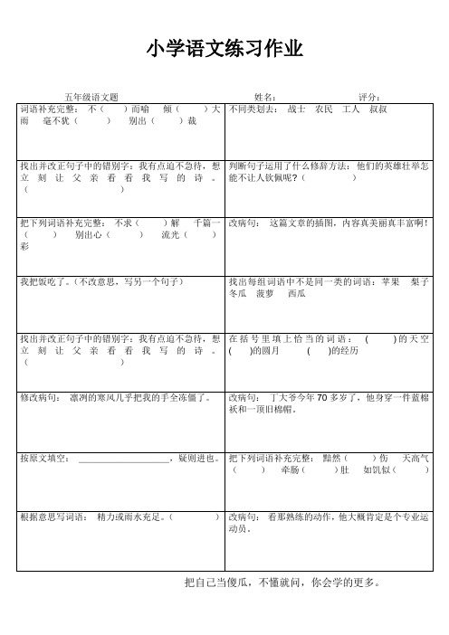 2013小学语文练习作业.10doc