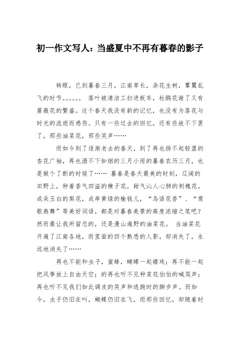 初一作文写人:当盛夏中不再有暮春的影子