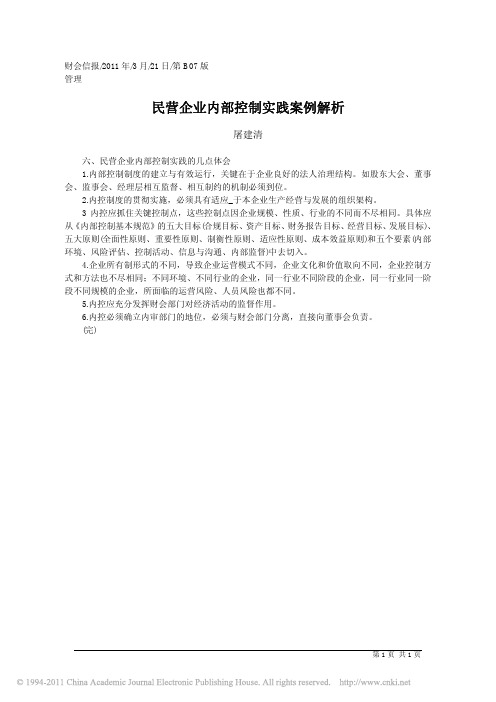 民营企业内部控制实践案例解析