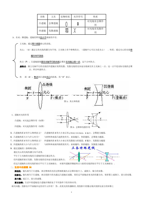 第五章透镜及其应用知识点完美复习提纲