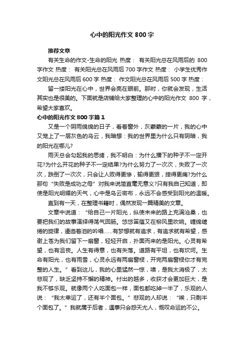 心中的阳光作文800字