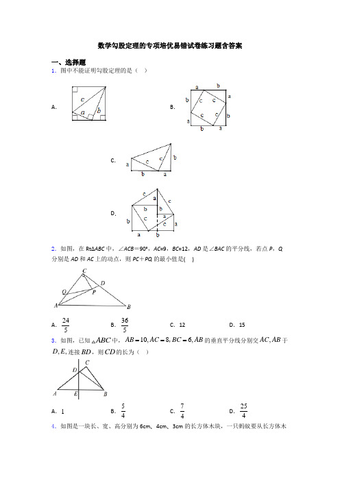 数学勾股定理的专项培优易错试卷练习题含答案