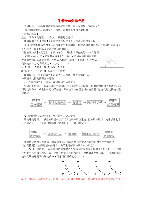 安徽省濉溪县第二中学高考物理第3章牛顿定律牛顿运动定律应用(第4课时)复习导学案