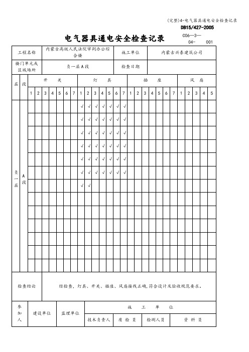 (完整)4-电气器具通电安全检查记录