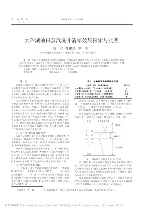 湖油田蒸汽洗井清蜡效果探索与实践