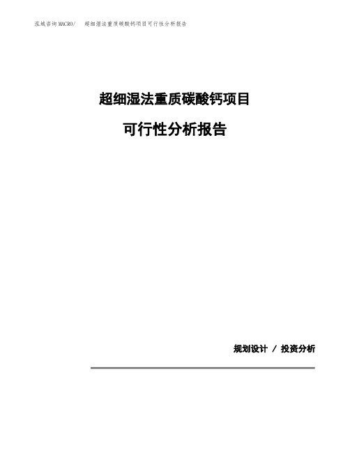 超细湿法重质碳酸钙项目可行性分析报告(模板参考范文)