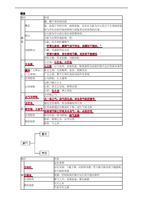 藏象知识点归纳归纳