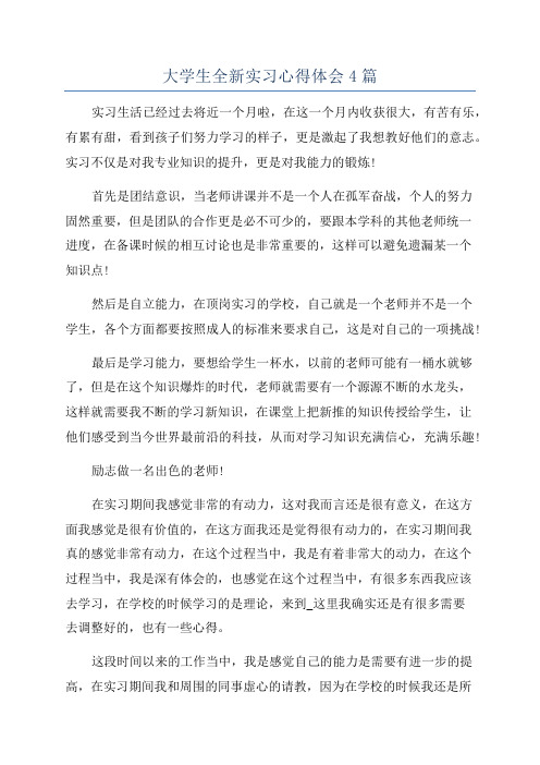 大学生全新实习心得体会4篇