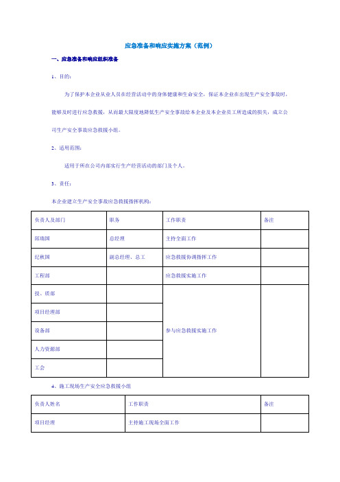 应急准备和响应实施方案