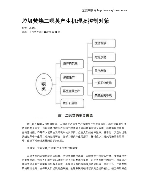 垃圾焚烧二恶英产生机理及控制对策