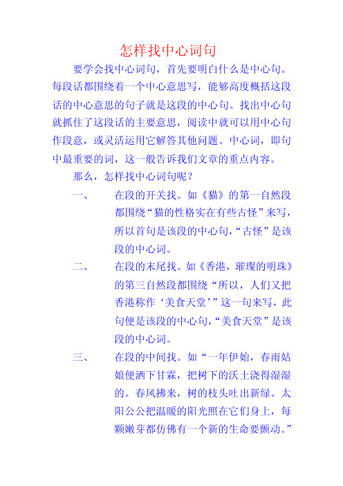 [语文]怎样找中心词句（教师论文）