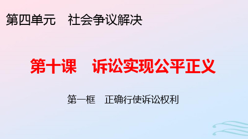 新教材高中政治第四单元第10课第1框正确行使诉讼权利pptx课件部编版选择性必修2