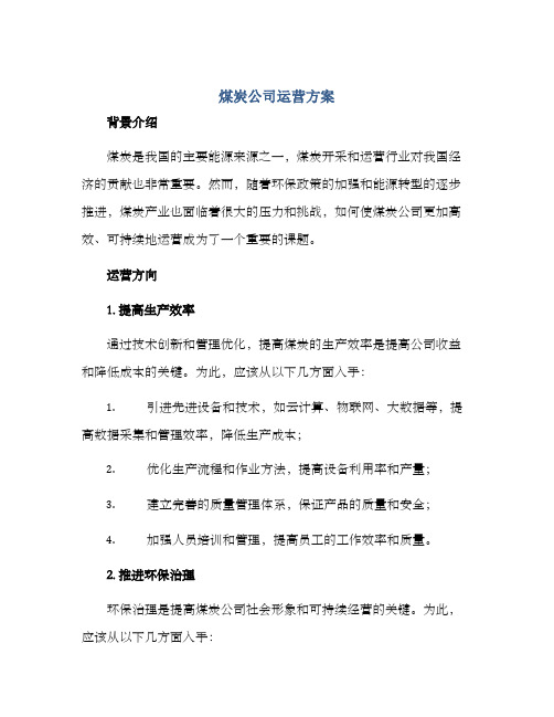 煤炭公司运营方案