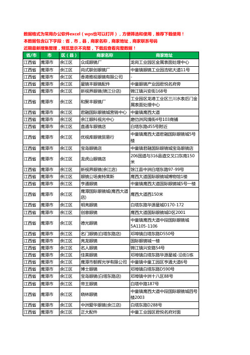 2020新版江西省鹰潭市余江区眼镜工商企业公司商家名录名单黄页联系电话号码地址大全31家