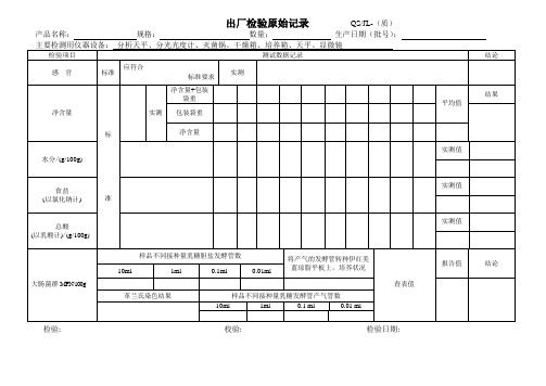 出厂检验原始记录