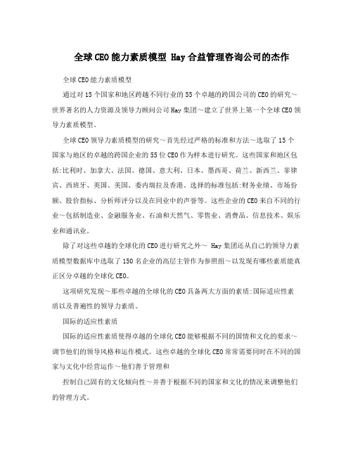 全球CEO能力素质模型Hay合益管理咨询公司的杰作