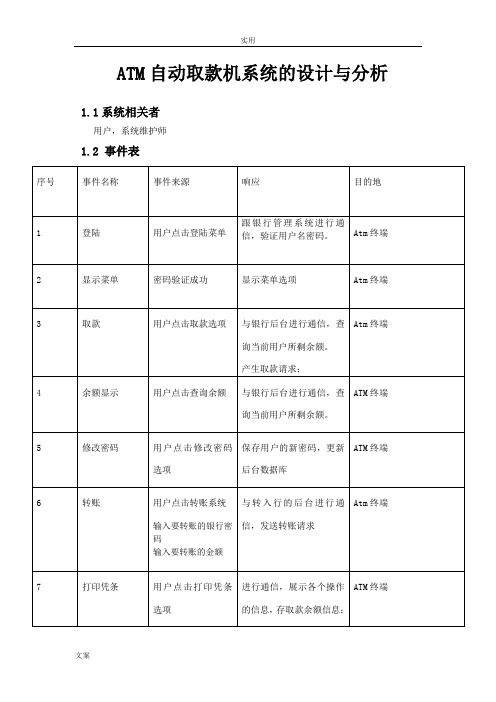 ATM自动取款机系统的设计与分析报告