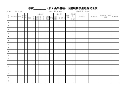 学校晨午检、因病缺勤学生追踪记录表