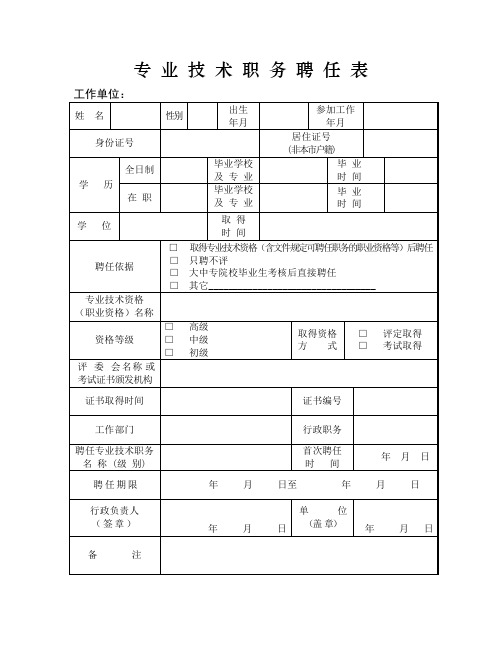 专业技术职务聘任表