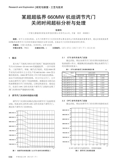 某超超临界660MW机组调节汽门关闭时间超标分析与处理