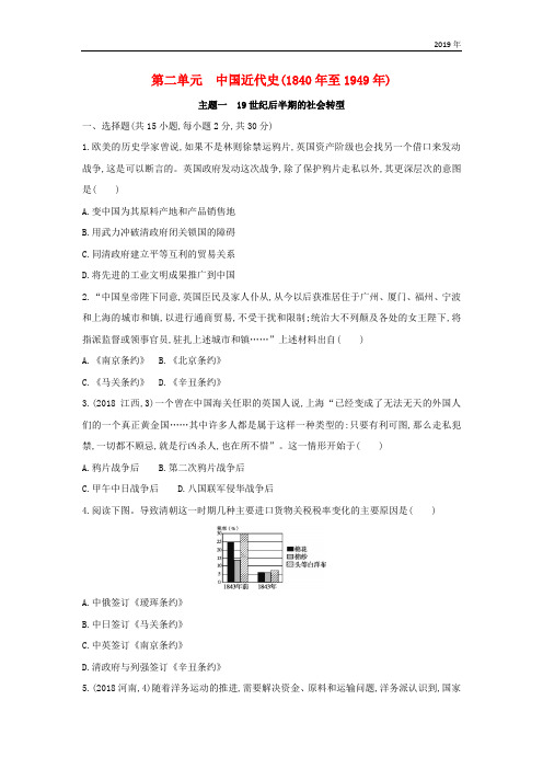 (山西专用)2019中考历史一轮复习第二单主题一19世纪后半期的社会转型习题