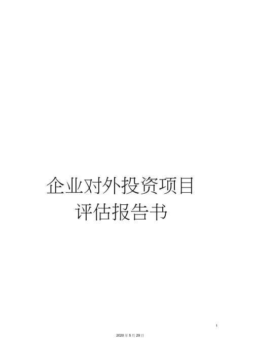 企业对外投资项目评估报告书