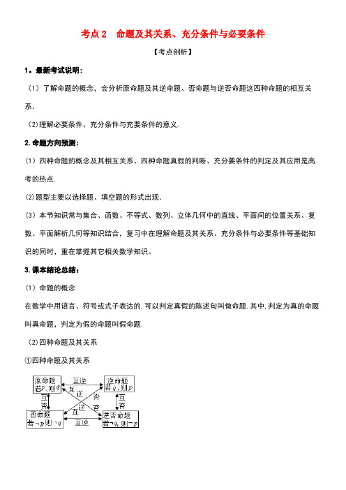 高考数学黄金考点精析精训考点02命题及其关系、充分条件与必要条件理(new)