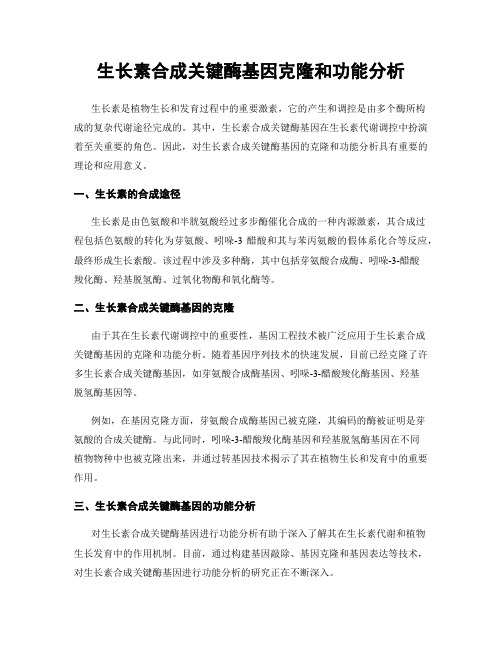 生长素合成关键酶基因克隆和功能分析